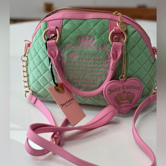 Juicy Couture Pink and Green Quilted Crossover Bag. NWT - Picture 11 of 14